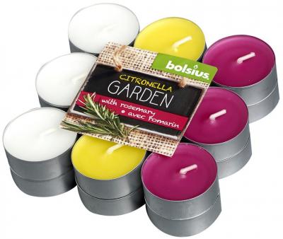 Candles bolsius Tealight Citronella, mix of colors, rosemary, pack 18 pcs