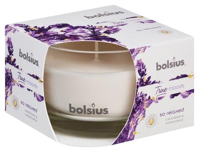 Candle Bolsius Jar True Moods 95/95 mm, feel happy (lavender and chamomile)