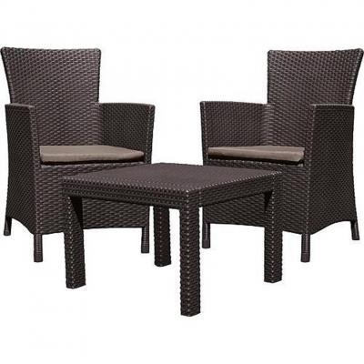 2.TRIEDA Set terasový Allibert ROSARIO, brown/warm taupe, stôl, 2x kreslo 