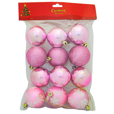 Decorations Xmas N2 6012, 12 pcs, M08 pink