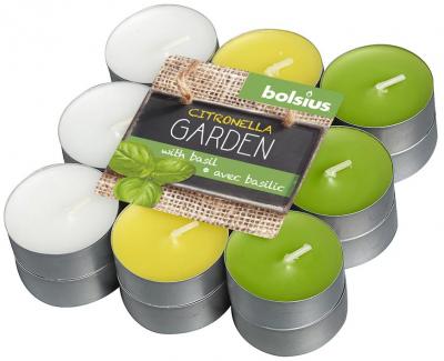 Candles bolsius Tealight Citronella, mix of colors, basil, pack 18 pcs