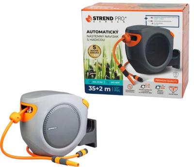 2.TRIEDA Navíjač Strend Pro Premium, na stenu, automatický 1/2", so záhradnou hadicou L-35+2 m