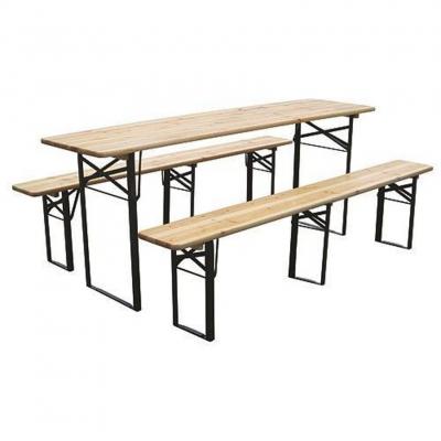 2.TRIEDA Set pivný DORTMUND Max, stôl 220x70x77 cm, 2x lavica 220x25x47 cm, drevo 27 mm
