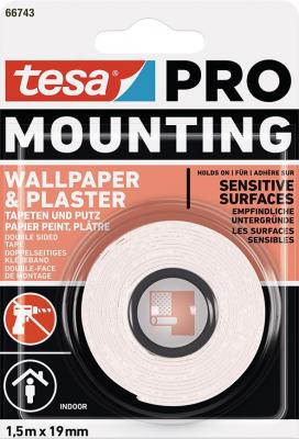 Páska tesa® Mounting PRO, montážna, na tapety a omietky, lepiaca, 19 mm, L-1,5 m