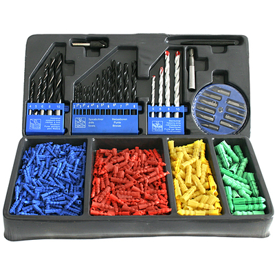 Tool set (drills, fasteners, adapter + screw-bits) 500pcs