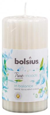 Candle Bolsius Pillar True Moods 120/60 mm, get cozy (white tea and mint leaves)