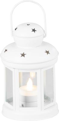 Lantern MagicHome Christmas, white, with LED candle warm white, 10x15/20 cm