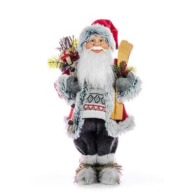 Christmas decoration MagicHome, Santa with skis and wood, 061 cm