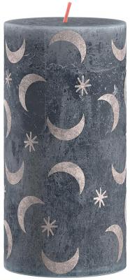 Candle Bolsius Rustic, cylindrical, Christmas, Slate Blue, 130/68 mm