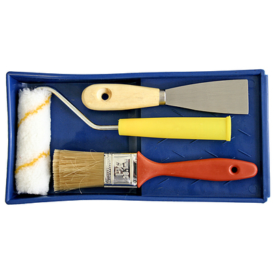 Painters set 4 pcs 
(paint brush, paint roll, scraper, PVC bucket)