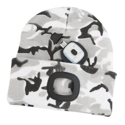 Beanie Cap Strend Pro Albacore camouflage gray L, 4x SMD LED, USB charging