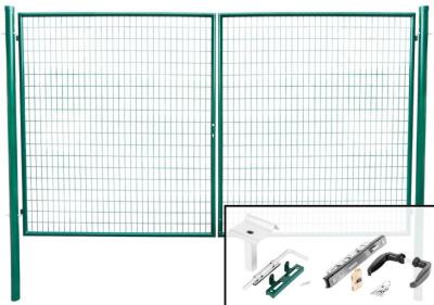 2.TRIEDA Brána Strend Pro METALTEC DUO, 3580/1950/100x50 mm, zelená, dvojkrídlová, záhradná, ZN+PVC, RAL6005