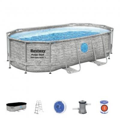 2.TRIEDA Bazén Bestway® Power Steel™, Vista Series, 56714, kartušová filtrácia, rebrík, plachta, dávkovač, 427x250x100 cm