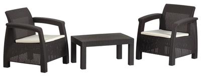 Terrace set CAYMAN, Mocca beige, table, armchair 1+1
