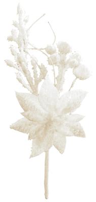 Branch MagicHome Christmas, with poinsettia flower, white, 19 cm