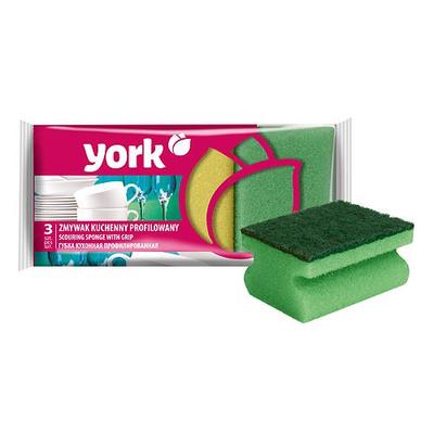 Scouring sponge York 031010, dish sponge, ergonomic, 9x7x4,3 cm pack. 3 pcs