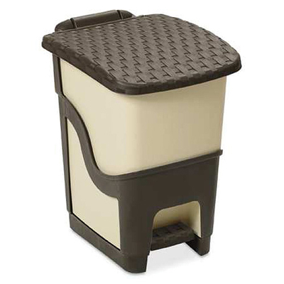 Trash bin DEAhome Rattan 18 lit, milk, pedal