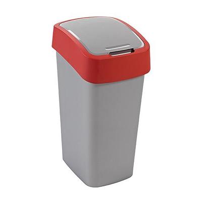 Trash bin  Curver® FLIP BIN 10L, gray-silver/red