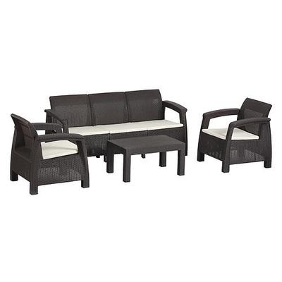 Terrace set BAHAMA, Mocca beige, table, armchair 3+1+1