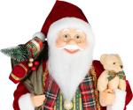 Decoration MagicHome Christmas, Santa, with gift and bear, red, 60 cm