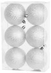 Baubles MagicHome Vianoce, 6 pcs, white, for Christmas tree, 8 cm