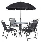 2.TRIEDA Set záhradný LETICIA GREY, stôl 85x71 cm, 4x stolička 74x53x91 cm, dáždnik 180 cm