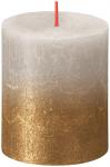 Candle Bolsius Rustic, cylindrical, Christmas, Sunset Sandy Grey+ Gold, 80/68 mm