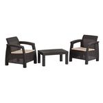 Terrace set CAYMAN, Mocca brown, table, armchair 1+1