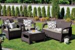Set Allibert CORFU, terrace, brown/oat, table, sofa, 2x chair