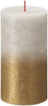 Candle Bolsius Rustic, cylindrical, Christmas, Sunset Sandy Grey+ Gold, 130/68 mm