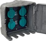 Socket Strend Pro, waterproof, garden, stone imitation, IP44, box, 4x socket, 3 m cable