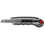 Aluminium snap-off blade knife 09mm Strend Pro, piston-valve control with 5 blades,in blister