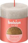 Candle Bolsius Rustic, cylindrical, Christmas, Sunset Sandy Grey+ Gold, 80/68 mm