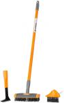 Brush Strend Pro, cleaning, for paving, 4-piece set, with telescopic handle, weed remover, brush 3x1