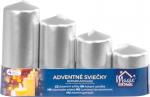 Candle MagicHome, Christmas, Advent, silver, 48 mm 60/80/100/120 mm, pack. 4 pcs