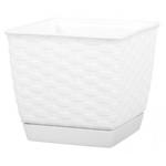 Rotan flover pot square 250mm 8.2lit. Rattola, white