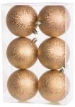 Baubles MagicHome Vianoce, 6 pcs, silver-beige, for Christmas tree, 8 cm