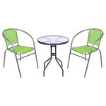Balcony seating set BRENDA, green, table 72x59 cm, 2x chair 60x71 cm
