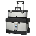 Roller tool box, 620x370x500 mm, Strend Pro, stainless steel, with wheels, max.35kg