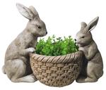 Decoration Gecco 8612, Rabbit by the basket, magnesium, 30 cm