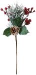 Decorative branch with rosehip, red, 38cm, 6 pcs