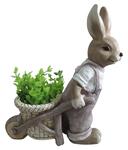 Decoration Gecco 8666, Bunny with a cart, magnesium, 49 cm