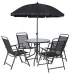 2.TRIEDA Set záhradný LETICIA GREY, stôl 85x71 cm, 4x stolička 74x53x91 cm, dáždnik 180 cm