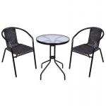 2.TRIEDA Set balkónový ALESIA, čierny/antracit, stôl 70x60 cm, 2x stolička 52x55x73 cm, oceľ