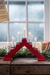 Candlestick MagicHome Christmas, 7 LED warm white, red, 2xAA, interior, 39x31 cm