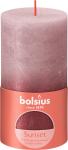 Candle Bolsius Rustic, cylindrical, Christmas, Sunset Ash Rose+ Red, 130/68 mm