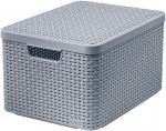 Basket Curver® STYLE L, grey, 33x44,5x24,8 cm, with lid