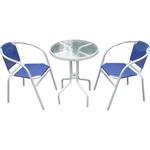 Balcony seating set BRENDA, blue, table 72x59 cm, 2x chair 60x71 cm