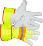 Gloves Strend Pro Janus High Vision, textile/leather with reflective elements, size 11/XXL, blister