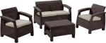 Set Allibert CORFU, terrace, brown/oat, table, sofa, 2x chair